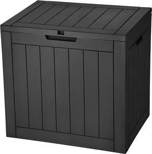 30 Gallon Deck Box Outdoor Storage Box, Waterproof Resin Package Delivery and Storage Box with Lockable Lid for Patio Furniture Cushions, Pool Accessories, Garden Tools, Black