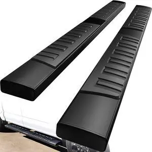 6 inch Running Boards Compatible with 2015-2024 Ford F-150 SuperCrew Cab Pickup 4-Door & 2017-2024 Ford F-250 F-350 Super Duty Crew Cab Black Textured Aluminum Side Steps Nerf Bars