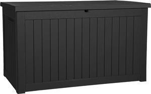 XXL 230 Gallon Large Outdoor Storage Deck Box for Patio Furniture, Outdoor Cushions, Garden Tools and Sports/Pools Equipment, Weather Resistant Resin, Lockable (Black)