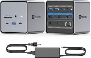 USB C Docking Station Dual Monitor, USB C Dock with 150W Power Adapter, 15W Charging for Phone, 2 HDMI, DP, 3 USB 3.1, SD 4.0/TF, 4 USB, RJ45