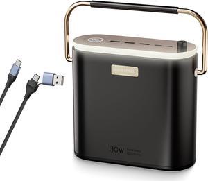 Power Bank 80000mAh 130W, Portable Power Station with Digital Display, Lighting Mode, USB C 5-Port for Laptop,Travel,Outdoor Camping(296Wh)