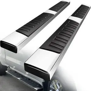 6 inches Running Boards Compatible with 2019-2024 Chevy Silverado/GMC Sierra 1500 Extended/Double Cab, 2020-2024 2500HD 3500HD, Chrome Side Step Nerf Bars