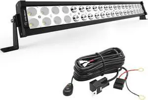 22 Inch Light Bar Offroad Spot Flood Combo Led Bar Waterproof Dual Row LED Work Light with Wiring Harness compatible for Truck, 4X4, ATV, Boat, Jeep, LED Light Bar 120W White