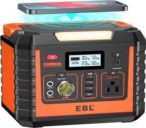 Portable Power Station 300, 110V/330W Pure Sine Wave Solar Generator (Solar Panel Not Included) - Peak 600W Backup Lithium Batteries AC Outlet for Blackout Outdoors Camping Hunting Travel