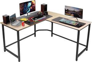 55-inch L Shaped Computer Desk Spaces Saving Gaming Desk Home Office Study Writing Table Workstation for Corner (Natural)