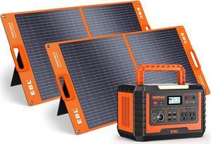 Portable Power Station, Solar Generator 1000W and 2X 100W Portable Solar Panel with 2 x AC Outlets, 3 x QC3.0 USB, and PD60W port for Outdoor Camping, Home Emergency, RV/Van