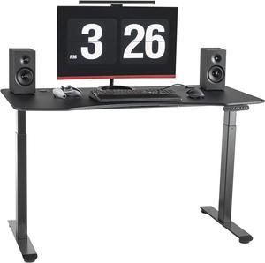 Standing Desk 55 x 28 Inches Dual-Motor Height Adjustable Desk Electric Sit Stand Desk Home Office Desks Whole Piece Desk Board (Matte Black Desktop/Black Frame)
