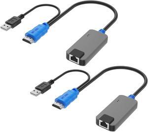 2 Pack USB HDMI to RJ45 Dongle, Work for MT-VIKI CAT6 KVM Switch (1708MS-IP/1708MS) Extend Distances up to 230ft/70m from KVM Console to Servers