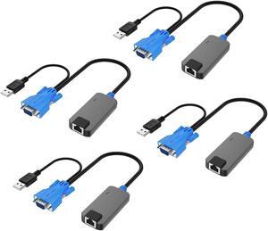 4 Pack USB HDMI to RJ45 Dongle, Work for MT-VIKI CAT6 KVM Switch (1708MS-IP/1708MS) Extend Distances up to 230ft/70m from KVM Console to Servers