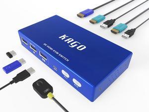 8K HDMI KVM Switch 2 Port - 3 USB 3.0 Selecter for 2 Computers Share Keyboard Mouse Printer,Support Ultra HD 8K(7680 * 4320)@60Hz,4K@60Hz/120Hz/144Hz,2 HDMI 2.1&USB Cable Included(Blue)