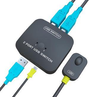 USB Printer Sharing Switch - Printer Splitter for Two Computers,Printer Switch 2 Computers to 1 Printer Automatic,2 PCs Share 1 USB Mouse Keyboard,U-Disk,Driver-Free,Plug&Play for All OS