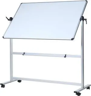 Double-Sided Magnetic Mobile Whiteboard, 96 x 48 Inches Aluminium Frame and Stand