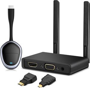 Wireless HDMI Transmitter and Receiver 4K Kit,Wireless HDMI Extender, HDMI Wireless Adapter Plug&Play 50M 2.4/5GHz Streaming Video/Audio from Laptop,Camera,TV Box,Netfix,PS5,Phone to Monitor,Projector