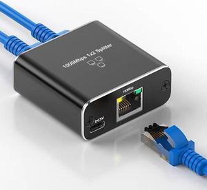 1000Mbps Ethernet Splitter Adapter RJ45 Cable LAN Network Internet 1 IN 2 Out US