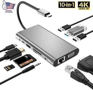 10 in1 Multiport Type C To USB-C 4K HDMI Adapter USB 3.0 Cable Hub USA