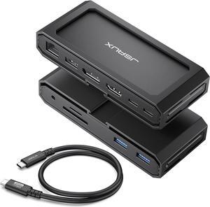 USB-C Laptop Docking Station, 11-in-1 Dock with 8K@30Hz HDMI and DP, 100W PD, USB-C and 3 USB-A, Gigabit Ethernet, 3.5mm Audio, SD/TF Reader Compatible with Steam Deck, MacBook,ROG Ally-HB1101