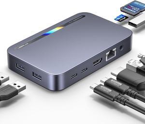 Docking Station, 10 in 1 USB-C Docking Station, Laptop Docking Station with 4K HDMI*2, 100W PD, USB 3.0, 1000Mbps Ethernet, SD/TF