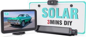 Upgrade Solar Wireless Backup Camera for Truck, 3Mins No Wire Install, 6700 Solar Battery Powered Car Back Up Camera System with 7" Monitor, IP69K Waterproof License Plate Camera for Trailer/RV