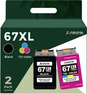 Remanufactured Ink Cartridge Replacement for Envy 6055 67xl 67 XL hp67xl hp67 Black Color Combo for 2700 2700e 2752 2742e 2755 2755e 4100 4152e 4155 6000 6055e 6400 6458 6452 6455e Printer