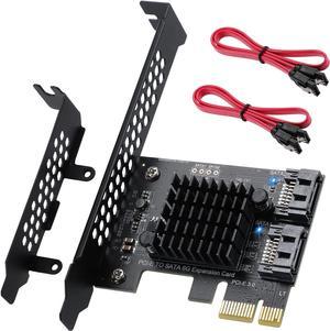 PCI-E X1 to SATA 3.0 Controller Card, 2-Port SATA III 6Gbps Expansion Cards, Supports PCI-Express (1X 4X 8X 16X) Slot, Support SSD and HDD, for Windows10/7/8/XP/Vista/linux