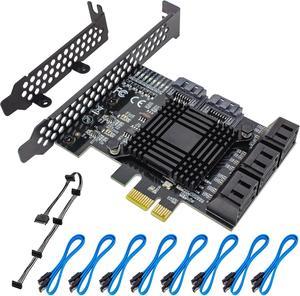 PCIE SATA Card 8 Port with 8 SATA Cable, 6 Gbps SATA 3.0 Controller PCI Express Expansion Card with Low Profile Bracket, Support 8 SATA 3.0 Devices, Compatible with Windows, MAC, Linux System