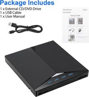 USB 3.0 External CD DVD Writer Drive Burner Reader Player for Windows 7/8/10/11