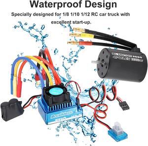 3650 3900KV Waterproof Brushless Motor 120A ESC Combo Set for 1/10 RC Car Truck