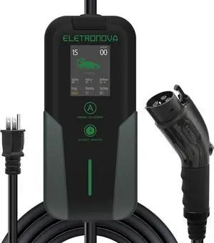Eletronova Level 1 EV Charger 240V /15 Amp UL & Energy Star Certified Metal Case Indoor/Outdoor Charging Station,NEMA 5-15 Plug 25-Foot Cable for Electric Cars