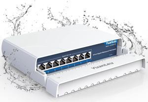 8-Port PoE Switch Gigabit- Waterproof Outdoor Ethernet Unmanaged Network Switch 1000Mbps, 120W Built-in Power, IEEE802.3af/at Support and Plug & Play, Ideal for Outdoor Use
