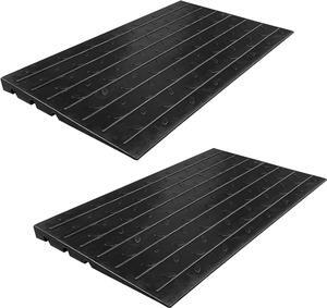 2.5" Non Slip Rubber Threshold Ramp for Wheelchair Accessibility, Mobility Scooters, Power Chairs, Home, Steps, Stairs, Doorways, Curbs with 3 Channels Cord Cover (Pack of 2)