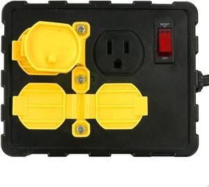 C664502001-13 15 AMP 4-Outlet Circuit Breaker Power Box, 8 Feet, Black/Yellow