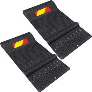 Pair of Plastic Parking Mat Guides for Garage Vehicles, Antiskid Car Safety Park Aid - Black