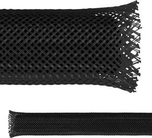1.75" PET Expandable Braid Sleeving Flexible Wire Mesh Sleeve - 10 Feet - Black