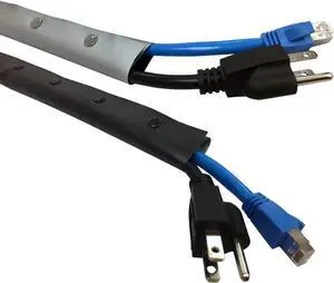 3" Flexible Side Entry Cable Sleeve Wrap Cover with Snap Button Fastener - Reversible Silver (Gray) / Black - 25 Feet