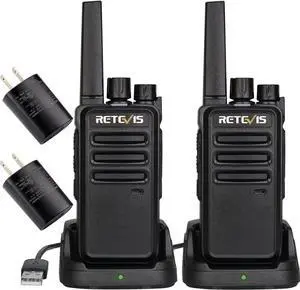 RT68 Walkie Talkies Rechargeable,Portable FRS Two-Way Radios for Adults,Heavy Duty 2 Way Radios Long Range,USB Charging Base,License Free Radios Walkie Talkie for Road Trip Camping (2 Pack)