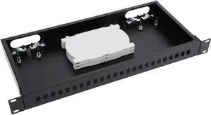 19" Rack Mount Enclosure Fiber Optic Box Fits Racks Cabinet 1U LGX Loaded Patch Panel - Include 2Pcs Splice Trays Maximum Capacity 48 Fibers