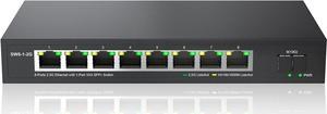 8 Port 2.5G Ethernet Switch Unmanaged Network Switch with 8 x 2.5 Gigabit | 1 x 10G SFP+ | Work with 10-100-1000Mbps Devices | 60G Bandwidth | Plug & Play | Fanless Quiet Metal Internet Switch
