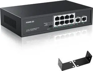 8 Port Full Gigabit PoE+ Ethernet Network Switch, with 2 Gigabit Uplink Ports Up to 30W Per PoE Port, Total Budget 120W, 48 Volt 803.af 803.at Compliant, Compatible with PoE IP Cameras VOIP Phones