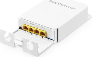 Outdoor Gigabit PoE Passthrough Switch, 1 PoE in 3 PoE Out Extender, IEEE802.3af/at PoE Powered, 10/100/1000Mbps Ethernet, Wall Mount Waterproof Plug and Play