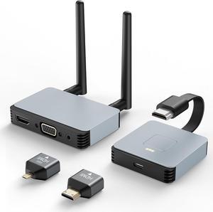 Wireless HDMI Transmitter and Receiver, Wireless HDMI Extender, Wireless HDMI Adapter Plug & Play 2.4/5GHz Streaming Video/Audio from Laptop, PC to HDTV/Projector/Monitor