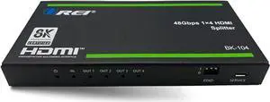8K HDMI Splitter 1 X 4, Duplicate/Mirror Any HDMI Signal UltraHD Supports Upto 4K @ 120Hz EDID HDCP 2.3 - (BK-104)