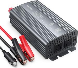 500W Pure Sine Wave Power Inverter DC 12V to 110V AC Car Plug Inverter Adapter Power Converter with 4.2A Dual USB Charging Ports and 2 AC Outlets Car Charger, ETL Listed, Grey