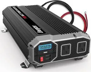 1100 Watts Power Inverter Modified Sine Wave Car Inverter, 12V to 110 Volts, Two AC Outlets, Two USB Ports (2.4 Amp) and Battery Cables Included  ETL Approved Under UL STD 458