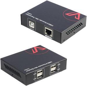 USB Extender Over Cat5e/6/6a/7 196ft/60M, 4 USB 2.0 Ports, Plug and Play, No Driver, Supports All Operating System, Keyboard and Mouse USB Over Ethernet