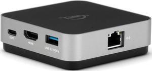USB-C Travel Dock E, 6 Port, Bus-Powered, USB Type-C 100W Pass Through, one 4K Display, (2) USB 3.2 Type-A, HDMI, SD Card, Gigabit Ethernet, Compatible with Thunderbolt Devices