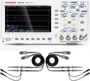 DOS1104 Digital Oscilloscope with 4 Channels and Screen 7 inch / 18 cm, TFT-LCD Display, Portable Professional Oscilloscope Kit with 1GS/s Sampling Rate