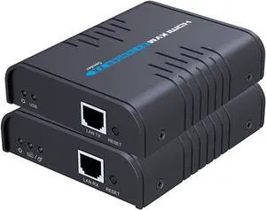 USB HDMI KVM Extender Over Single Cat 5/5E/6/7 Ethernet Cable- Signal Extension Up to 120m/365Ft- USB Keyboard Mouse Support- Adapter for Residential/Commercial Use