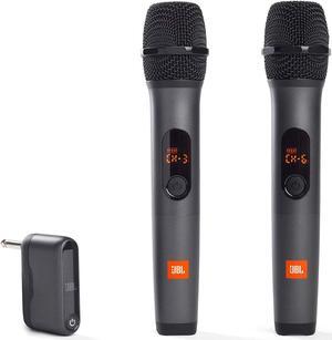Wireless Two Microphone System with Dual-Channel Receiver, Black