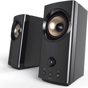 T60 2.0 Compact Hi-Fi Desktop Speakers with Clear Dialog and Surround by Sound Blaster, USB-C Audio, Mic and Headset Ports, Bluetooth 5.0, Up to 60W Peak Power, for Computers and Laptops