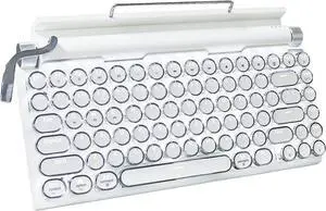 Retro Typewriter Keyboard, 75% Layout 83 Keys Wireless Keyboard with Blue Switch,Bluetooth 5.0 and Multi-Device Switching,Vintage Punk Style,Hot-Swappable for PC/Laptops/Mac/ipad-White